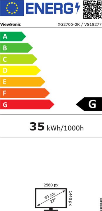 Energy Label Viewsonic XG2705 (2560 x 1440 pixels, 27")
