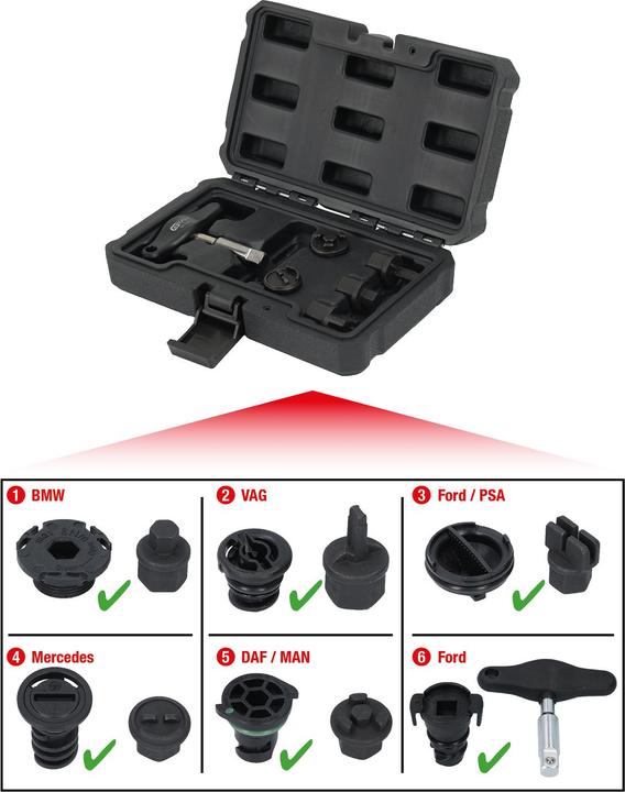 Produktbild KS Tools Öldienst-Spezialprofil-Satz für Kunststoff-Ölablassschrauben 150.1030