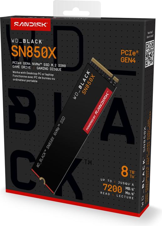 Produktbild WD Black SN850X powered by SANDISK (8000 GB, M.2 2280)