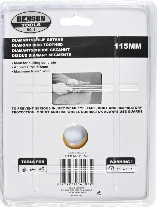Image du produit Benson Disque diamant 115 mm segmenté