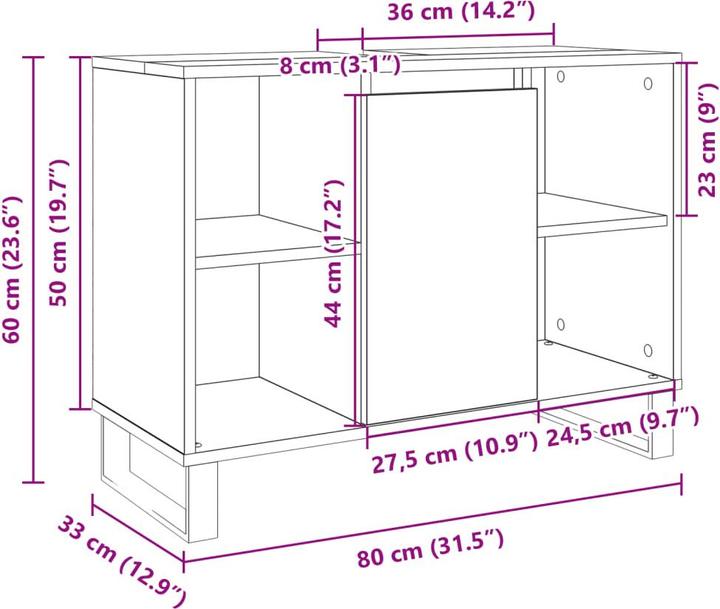 Produktbild vidaXL Badezimmerschrank (80 x 33 x 60 cm)