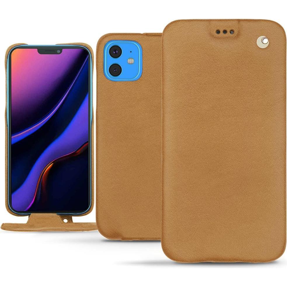 Noreve Lederschutzhülle vertikal (Apple iPhone 11), Smartphone Hülle, Braun