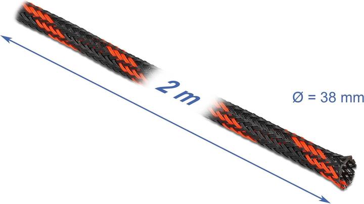 Actual product image Delock Braided hose stretchable 2 m x 38 mm black-red (Cable conduit, 200 cm)