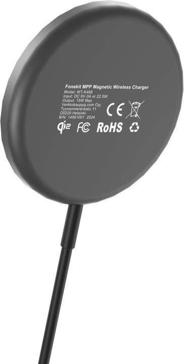 Produktbild FoneKit WP-15Q2 Wireless Qi2 charging pad with magnet, black (15 W)