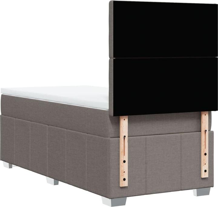 Actual product image vidaXL Boxspringbett Einzelbett Polsterbett Bett Matratze Taupe 80x200cm Stoff (80 x 200 cm)