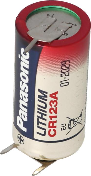 Actual product image Panasonic Battery CR123A with 3 print connection 2 print + 1 print - contacts (1 pcs., CR123A, 1600 mAh)