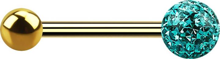 Actual product image Star Piercing Gold-plated barbell with ball and turquoise crystal ball Epoxy protective layer (without brass, Titanium)