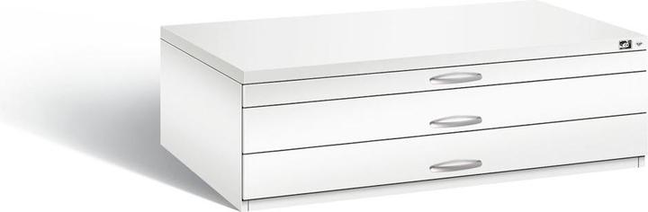 Image du produit C+P Armoire à plans, format A0, 3 tiroirs, hauteur 420 mm, blanc trafic. (135 x 96 x 42 cm)
