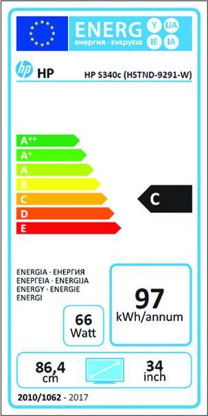 Etichetta energetica HP EliteDisplay S340c (3440 x 1440 pixel, 34")