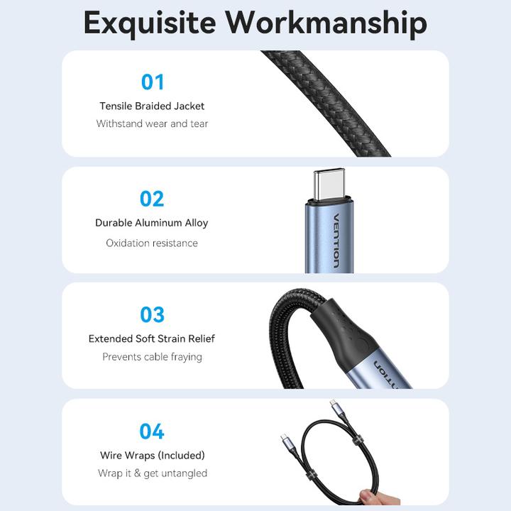 Produktbild Vention USB C — USB C (1 m, USB 4.0, 240 W)