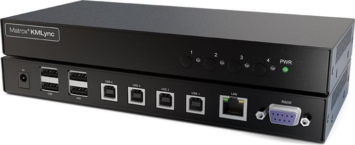 Matrox KMLync 4-port USB keyboard and mouse switch power supply and power cord included