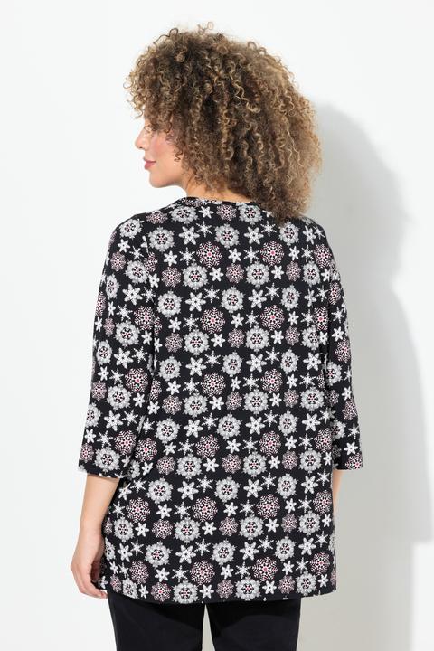Produktbild Ulla Popken Shirt, Schneeflocken, A-Linie, V-Ausschnitt, 3/4-Arm (42, 44)