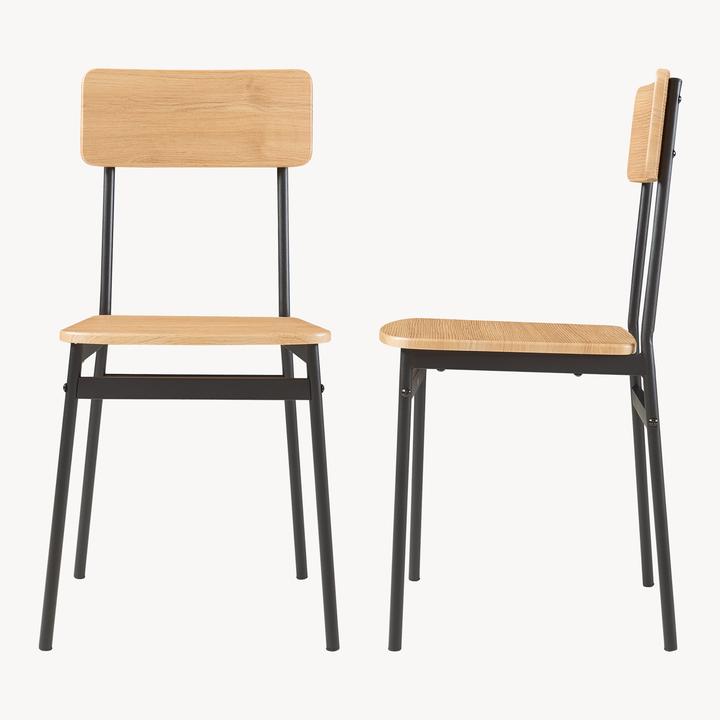 Image du produit En.Casa Essgruppe Pollenev 5-tlg. Schwarz/Eicheoptik (Panneau de bois MDF)