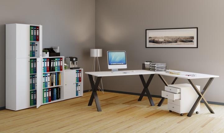 Produktbild VCM Büromöbel Eckschreibtisch Lona Tiefe 50 cm X Alu Schwarz (76 x 160 x 160 x 50 cm)