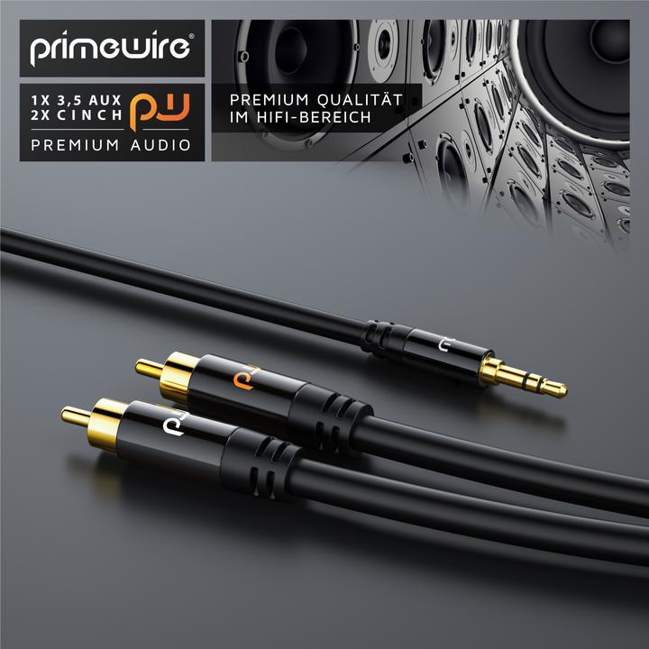 Produktbild Primewire Cinch zu 3,5mm Klinke Audio Kabel, Cinchkabel, RCA, AUX, Stereo HiFi Adapter mehrfach geschirmt (5 m, Cinch, 3.5mm Klinke (AUX))