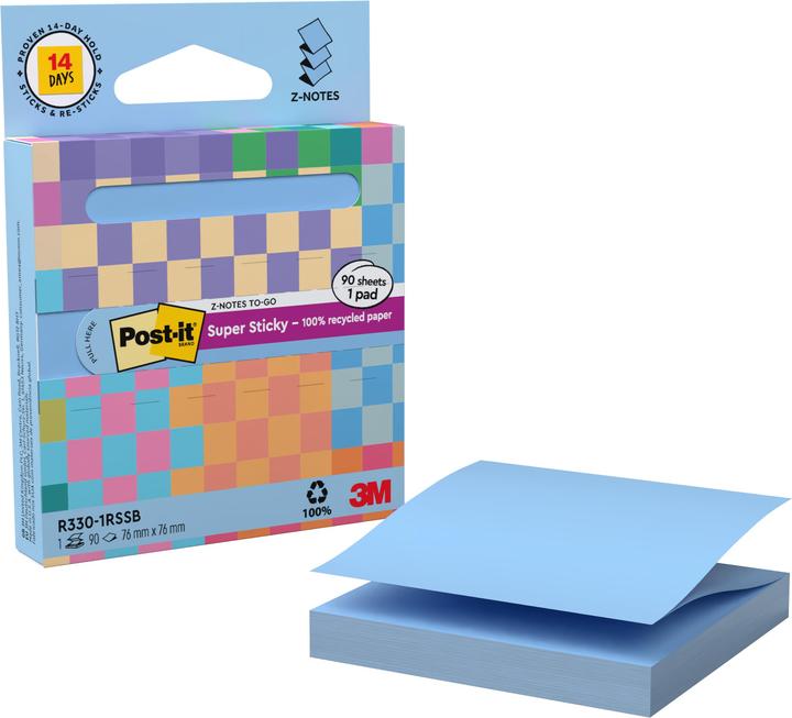 Actual product image Post-it Super Sticky Haftnotizen Z-Notes Recycling (76 x 76 mm)