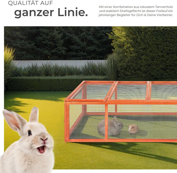 Image du produit tectake Kaninchenstall mit 4 Türen 181x90x48cm