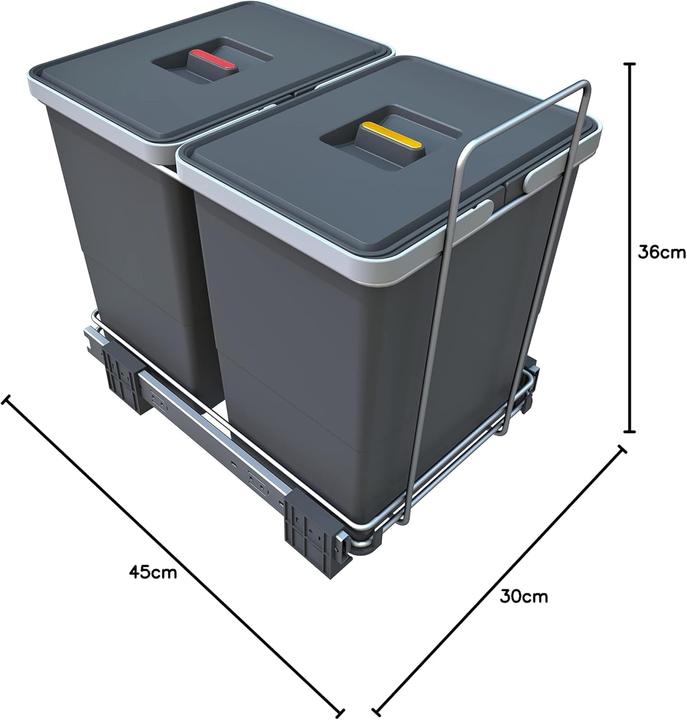 Actual product image Elletipi Ausziehbarer Mülleimer zur Mülltrennung (26 l)