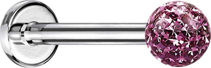 Produktbild Star Piercing Micro Labret silber mit Kristallkugel hellviolett und Epoxy Schutzschicht (ohne Messing, Chirurgenstahl 316L)