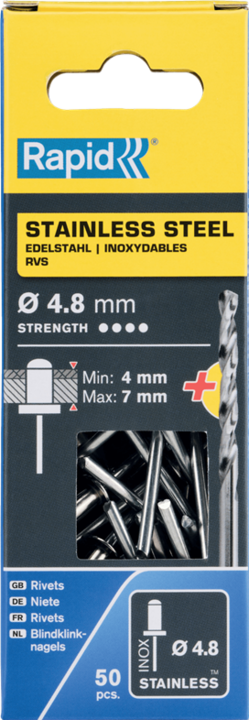 Produktbild Rapid Edelstahl Blindniete Ø 4,8 x 10 mm