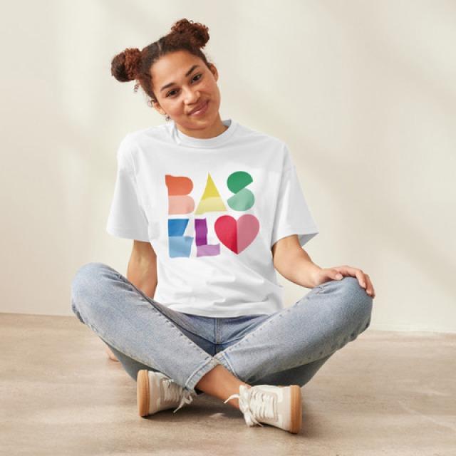 Actual product image CreaDiva Basler Lyybli - T-Shirt Basel Herz weiss, Grösse M (M)