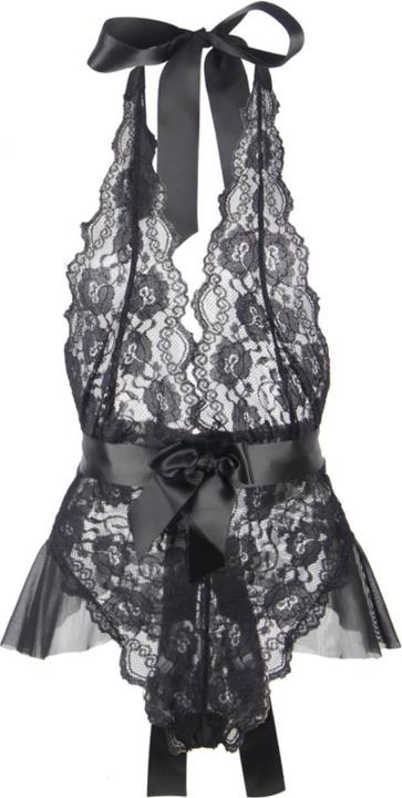 Actual product image Queen Lingerie Deep V Skirtless Lace Teddy S/M (M, S)