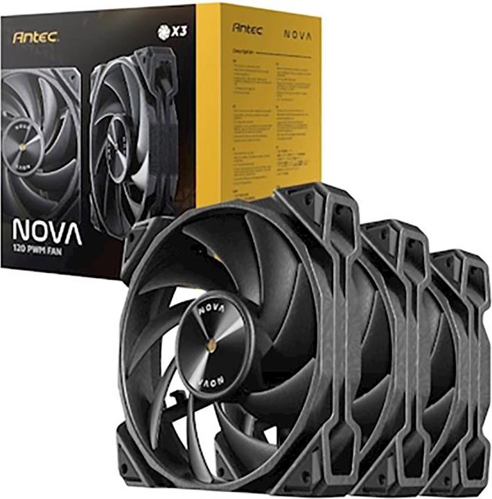 Produktbild Antec The Nova 120 is a set of 3 high power fans with a simple look that supports up to 3200 rpm (120 mm, 3x)