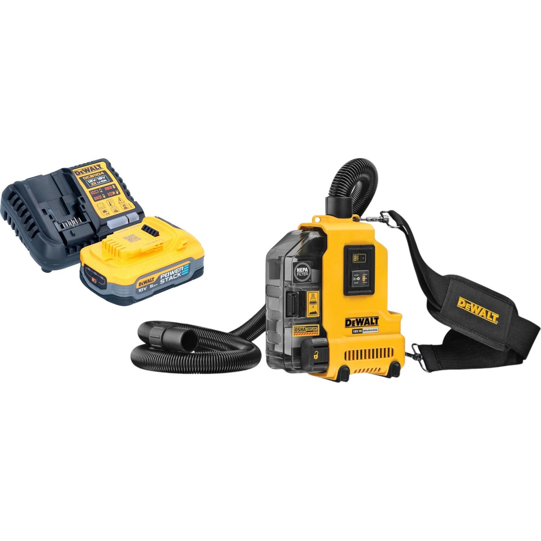 DeWalt, Industriestaubsauger, DWH 161 H1 Akku Universalabsaugung 18 V 0,21 l Brushless + 1x Powerstack Akku 5,0 Ah +