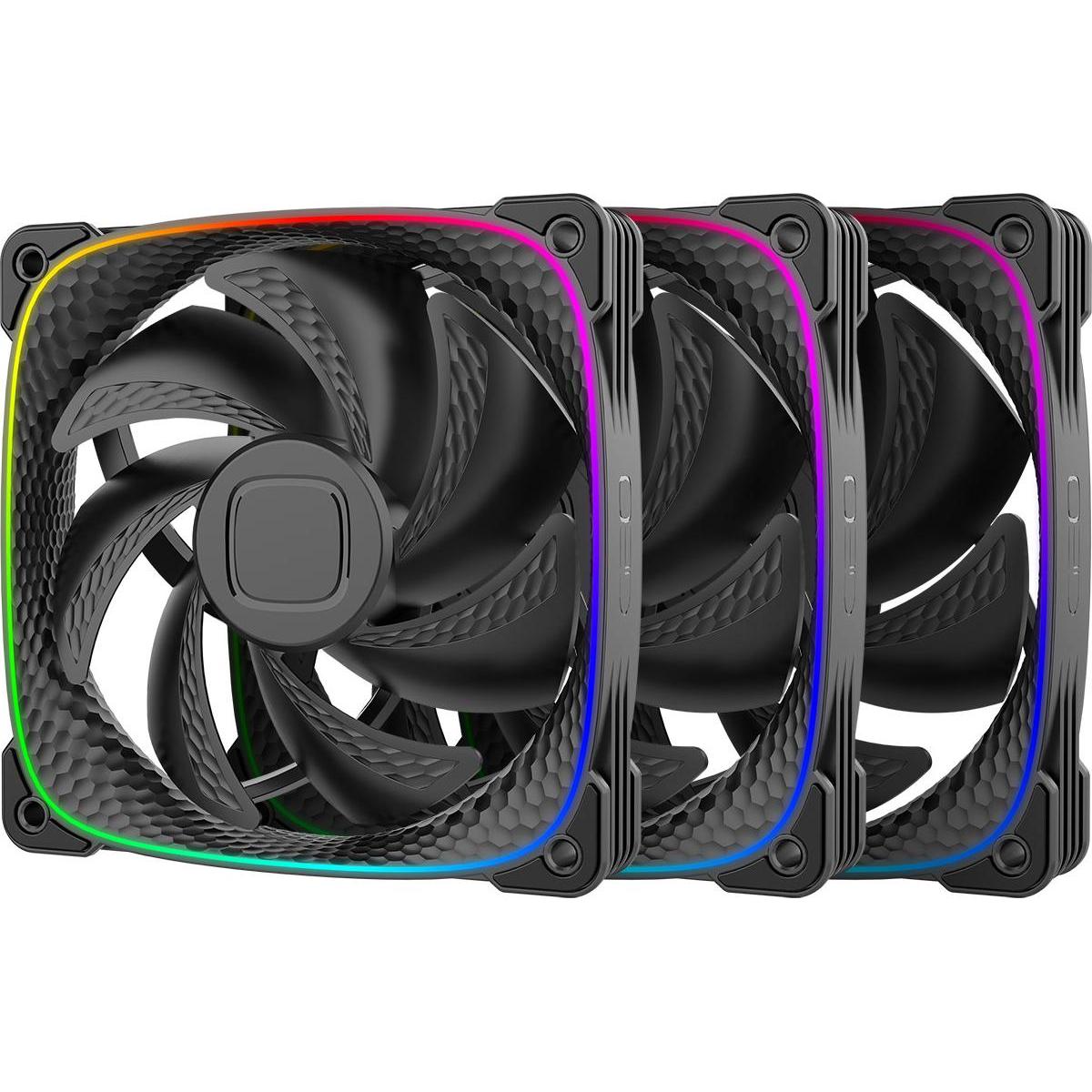 Geometric Future Squama 2503B RGB Lüfter, 3er Pack - 120 mm, schwarz (120 mm, 3 x), PC Lüfter, Schwarz
