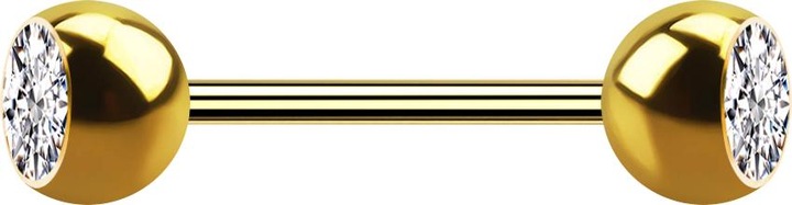 Produktbild Star Piercing Micro Barbell vergoldet mit zwei Kugeln Kristall silber (Chirurgenstahl 316L)
