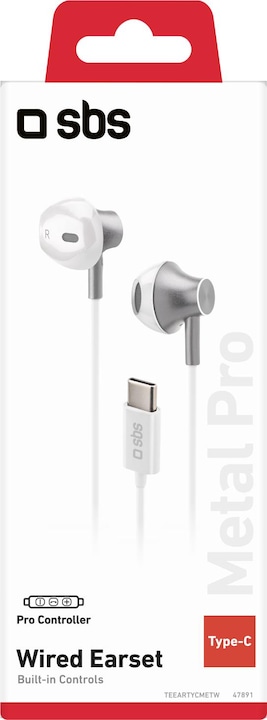 Produktbild SBS Metal Pro Semi In-Ear USB-C weiá (Kabelgebunden)