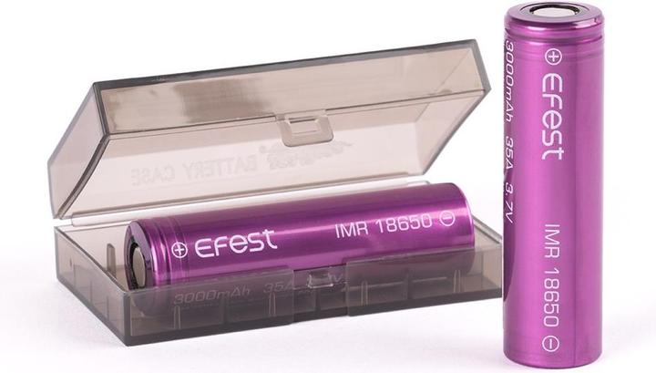Actual product image Efest Battery Purple IMR 18650 maximum 35A current output (Flat Top) incl. battery protection box (1 pcs., 18650, 3000 mAh)