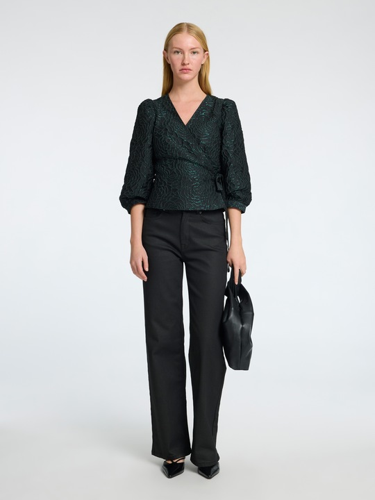 Produktbild Selected Femme Geblümte Jacquard Wickelbluse (34)