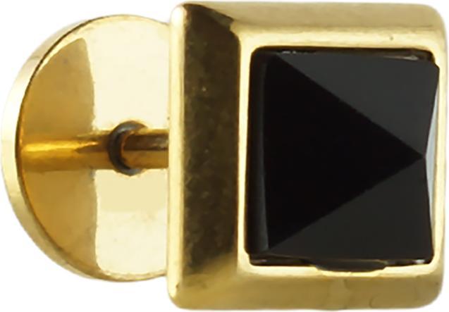Immagine prodotto Star Piercing Fake Plug vergoldet mit Onyx Pyramide (senza ottone, Acciaio chirurgico 316L)