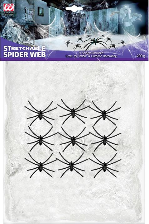 Widmann 200g white spider web with 9 spiders (1 pcs.)