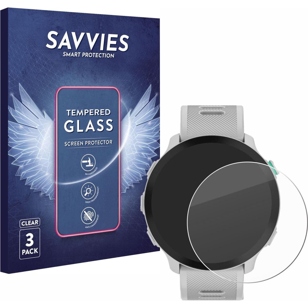 Savvies Panzerglas Hartglas Displayschutz, Smartwatch Schutzfolie, Transparent