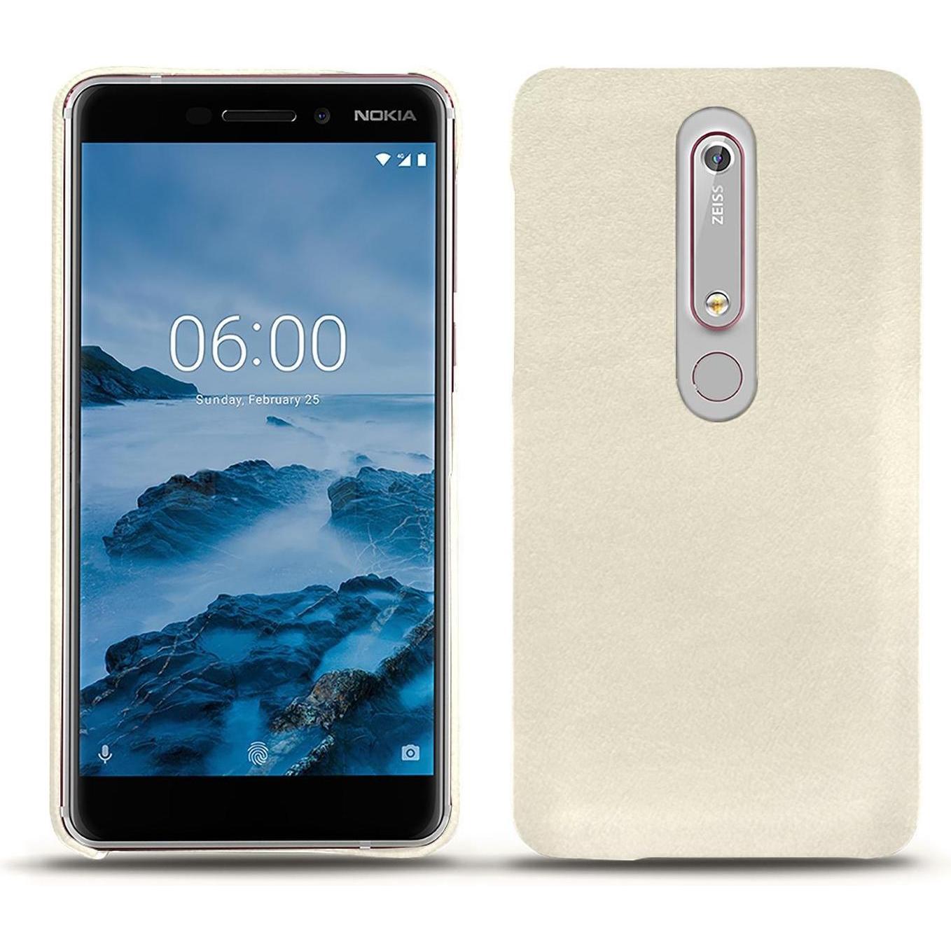 Noreve Lederschutzhülle (Nokia 6 (2018)), Smartphone Hülle, Weiss