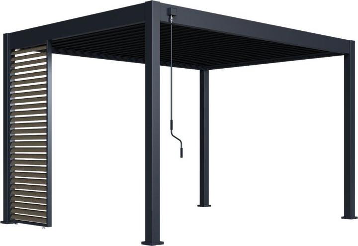 Weide Lamellenwand in Holzoptik für Pergola, anthrazit (6 cm, 113 cm)