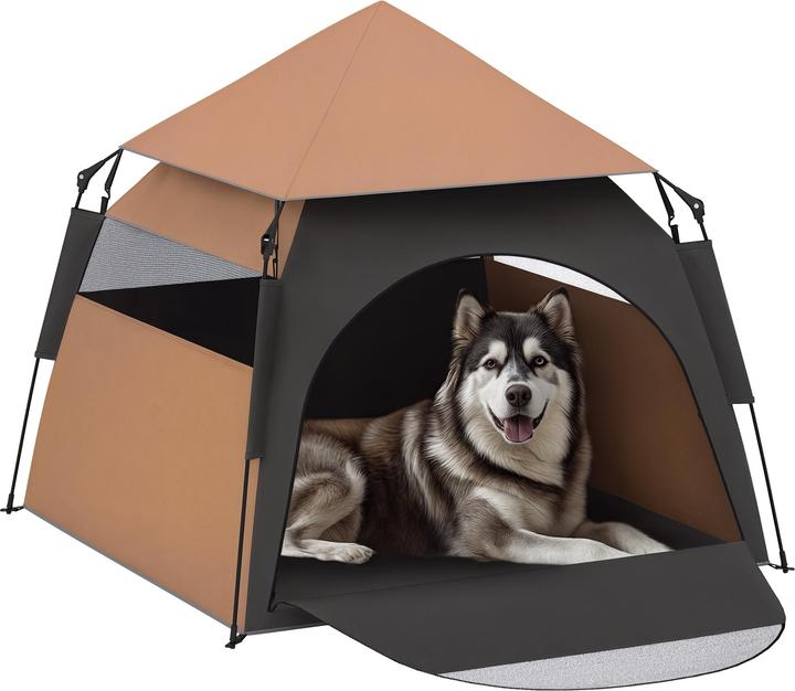 PawHut Haustierzelt Polyester Braun (Hundezelt)