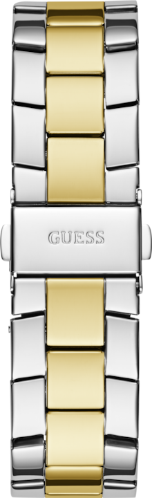 Produktbild Guess P SLV CS W/ P GLD TOP PART W/ CRYS / SUN WHT GLITZ MF DL / P SLV & GLD BRCT Armbanduhr (Uhr mit Schmuckstein, Analoguhr, 40 mm)