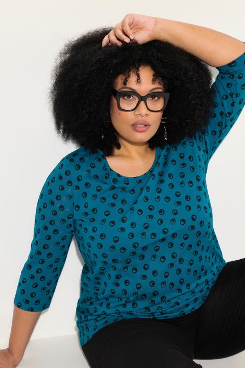 Immagine prodotto Ulla Popken Maglia a pallini dal taglio lungo e svasato con scollo a girocollo e maniche a 3/4 (68)