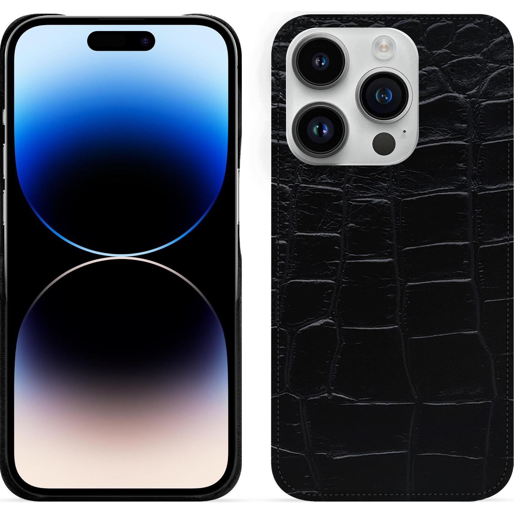Noreve Lederschutzhülle (Apple iPhone 15 Pro), Smartphone Hülle, Schwarz