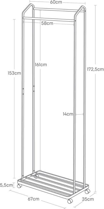 Actual product image Yamazaki Garderobe mit Rollen TOWER
