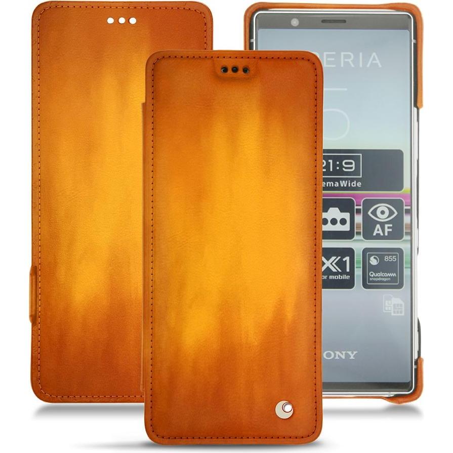Thumbnail - Noreve Lederschutzhülle horizontal (Sony Xperia 5), Smartphone Hülle, Orange
