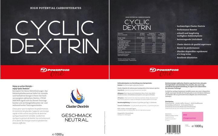 Valeurs nutritives et ingrédients Powerfood Dextrine cyclique (Neutre, 1 pcs, 1000 g)