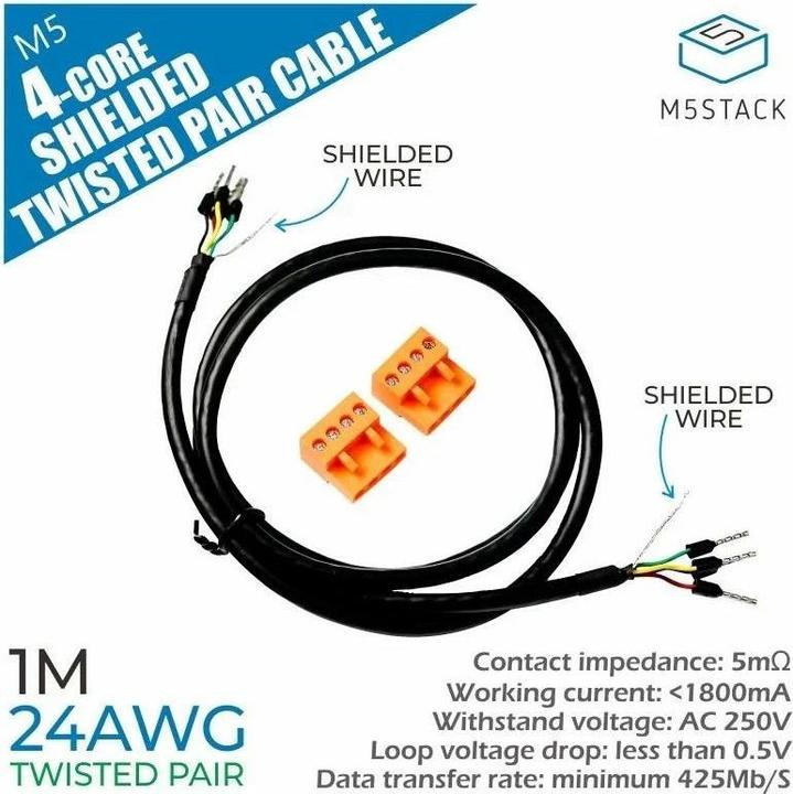 Actual product image M5Stack Cable 24AWG 4-Core Twisted Pair 1 m