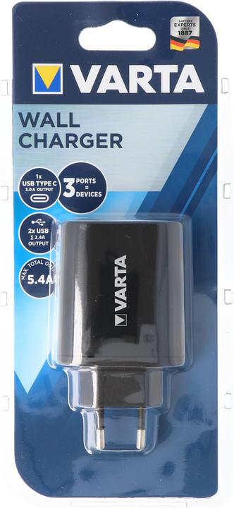 Image du produit Varta Chargeur mural 27W 2 x USB 2,4A + USB Type C 3,0A (27 W)