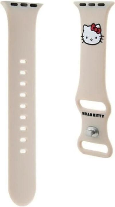 Actual product image Hello Kitty Pasek HKAWMSCHBLE Apple Watch 38/40/41mm beżowy/beige strap Silicone Kitty Head (40 mm, Silicone, Stainless steel)