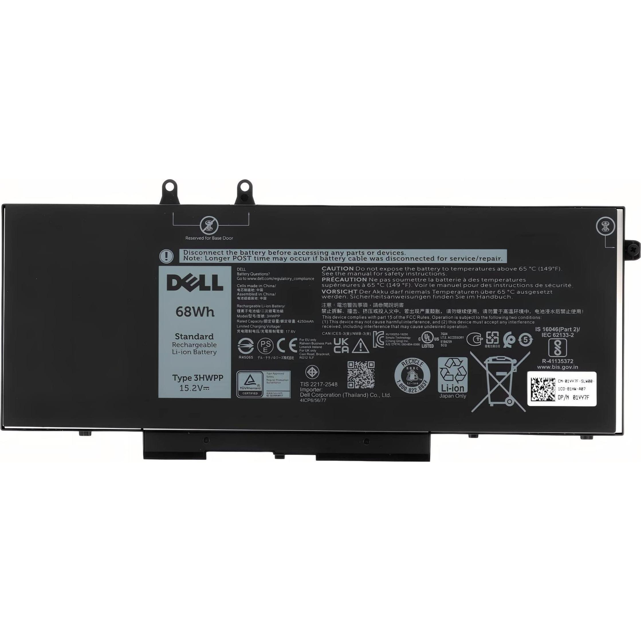 Dell Battery, 68WHR, 4 Cell (4 Zellen, 68 mAh), Notebook Akku
