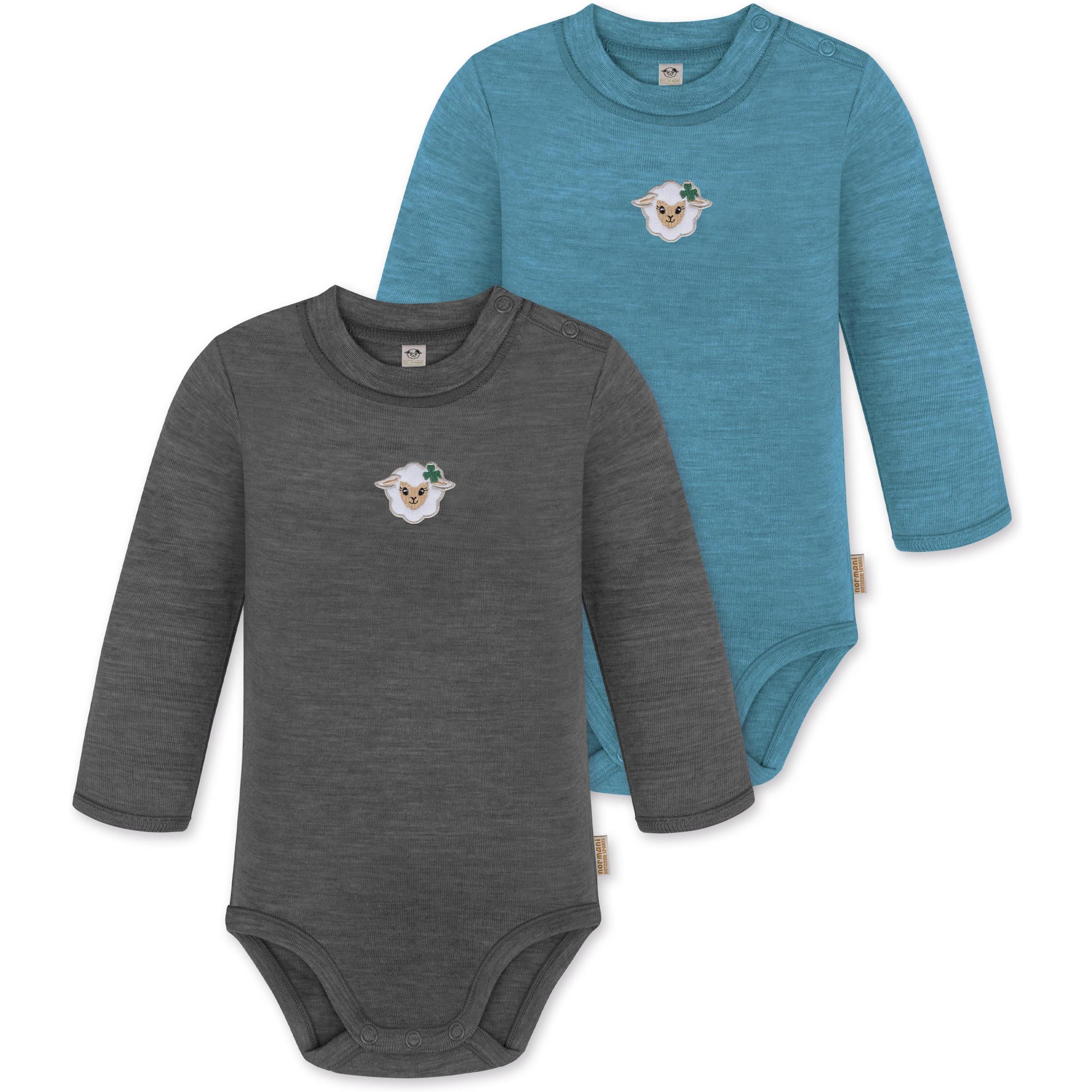 Normani, Herren, Body, 2er Pack Baby Merino Langarmbody „Tuai" - 9401, Blau, (62)